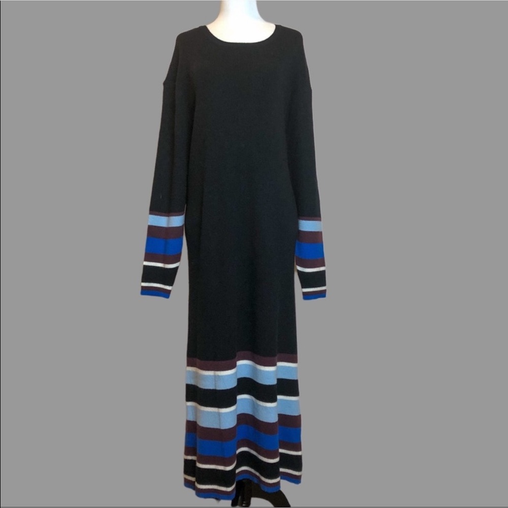 Long black & blue Anthro sweater dress
